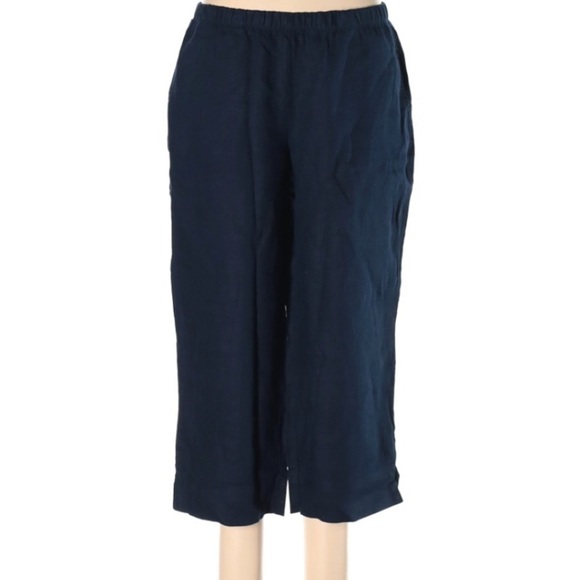 J Jill Love Linen Seaside Blue Cropped Pants MP - Picture 2 of 7